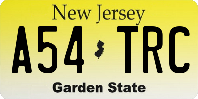 NJ license plate A54TRC