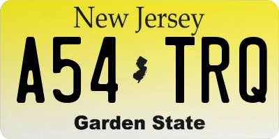 NJ license plate A54TRQ