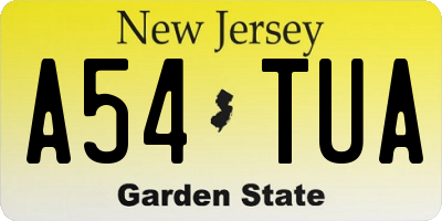 NJ license plate A54TUA