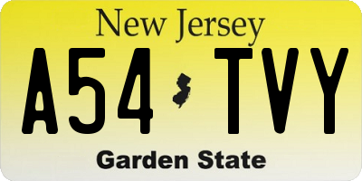 NJ license plate A54TVY