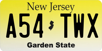 NJ license plate A54TWX