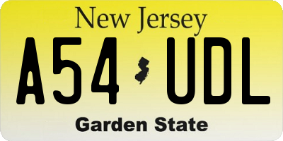 NJ license plate A54UDL