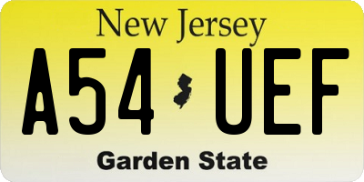 NJ license plate A54UEF