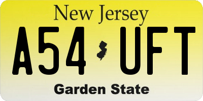 NJ license plate A54UFT