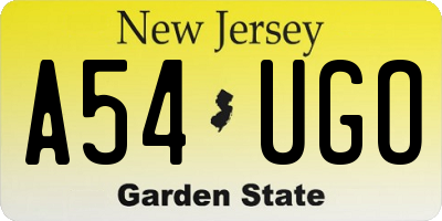 NJ license plate A54UGO
