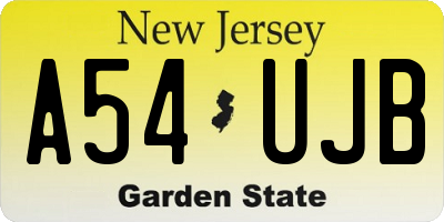 NJ license plate A54UJB