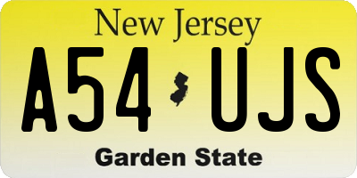 NJ license plate A54UJS