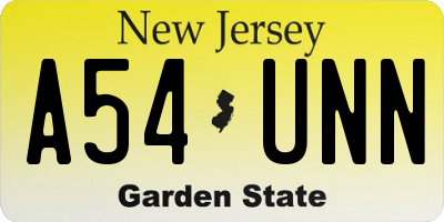 NJ license plate A54UNN