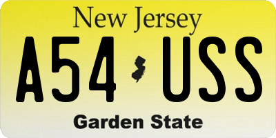 NJ license plate A54USS