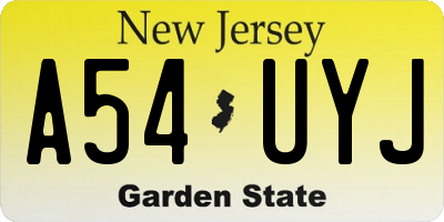 NJ license plate A54UYJ