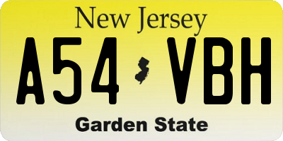 NJ license plate A54VBH