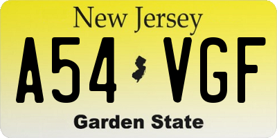 NJ license plate A54VGF