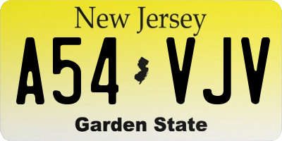 NJ license plate A54VJV