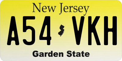 NJ license plate A54VKH