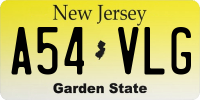 NJ license plate A54VLG