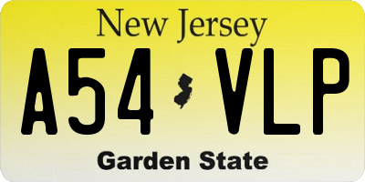 NJ license plate A54VLP