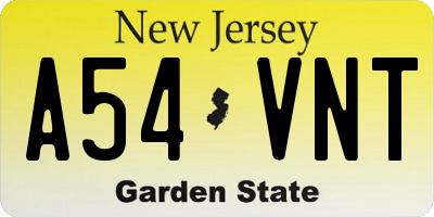 NJ license plate A54VNT