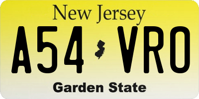 NJ license plate A54VRO