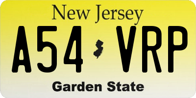 NJ license plate A54VRP