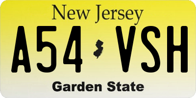NJ license plate A54VSH