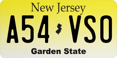 NJ license plate A54VSO