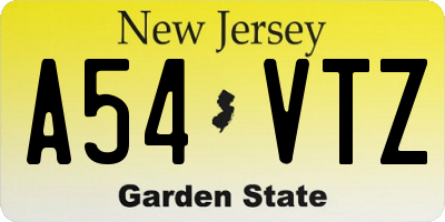 NJ license plate A54VTZ