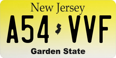NJ license plate A54VVF