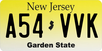NJ license plate A54VVK