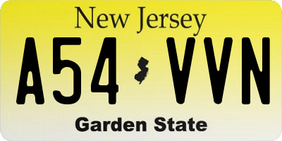 NJ license plate A54VVN