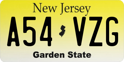 NJ license plate A54VZG