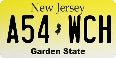 NJ license plate A54WCH