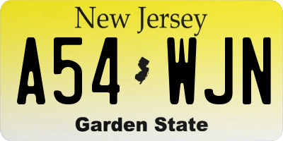 NJ license plate A54WJN