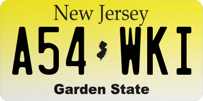 NJ license plate A54WKI