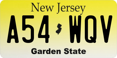 NJ license plate A54WQV