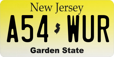 NJ license plate A54WUR