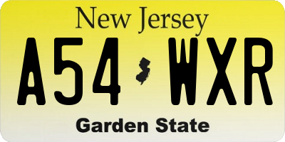 NJ license plate A54WXR