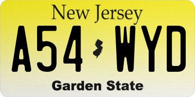 NJ license plate A54WYD