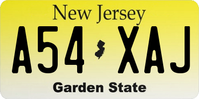 NJ license plate A54XAJ