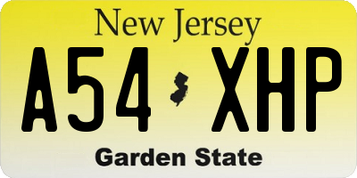 NJ license plate A54XHP