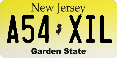 NJ license plate A54XIL