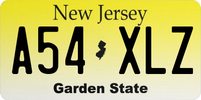 NJ license plate A54XLZ