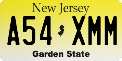 NJ license plate A54XMM
