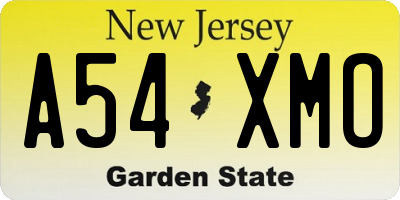 NJ license plate A54XMO