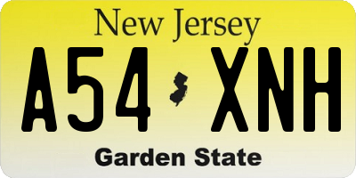 NJ license plate A54XNH