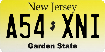 NJ license plate A54XNI