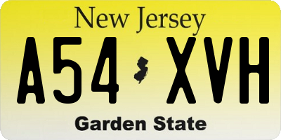 NJ license plate A54XVH