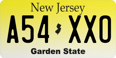 NJ license plate A54XXO