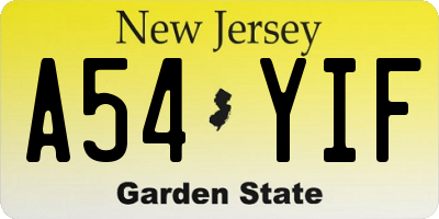 NJ license plate A54YIF