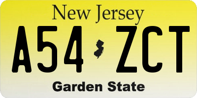 NJ license plate A54ZCT