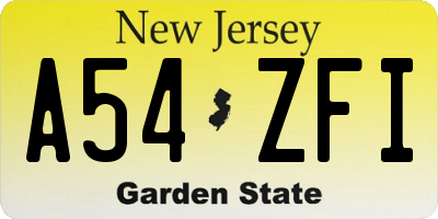 NJ license plate A54ZFI